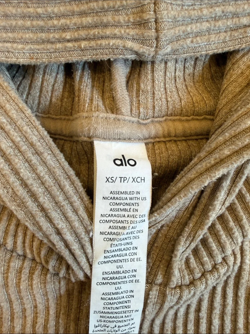 Alo Yoga Muse Ribbed Knit Hoodie Sweatshirt & Joggers Set  Size XS/XXS